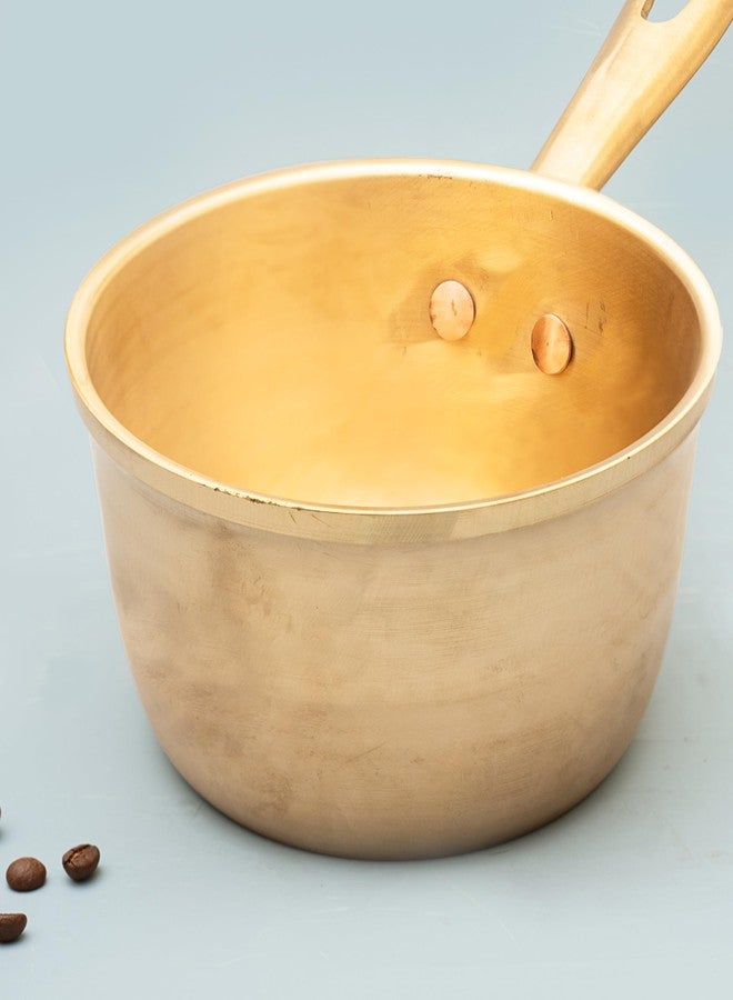 80's Cookware قدر طهي برونزي أيورفيدي من الثمانينيات، سعة 1 لتر، مصنوع من البرونز النقي 100%، غير سام - 15.5 بوصة - Image 5